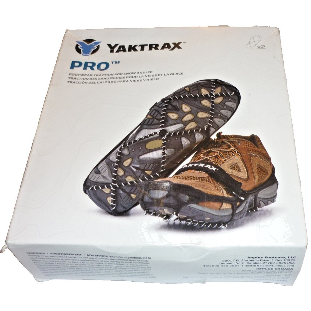 Yaktrax Pro Traction Cleats Large Black Ice Snow Grips Men 11.5-13.5 Women 13-15